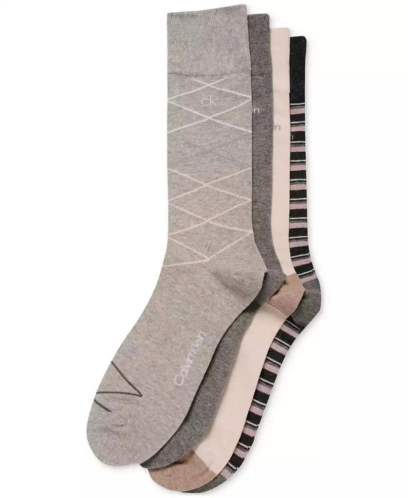商品Calvin Klein|Men's Multi-Pattern Assorted Dress Crew Socks, 4-Pack,价格¥151,第1张图片