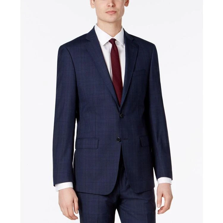 商品Calvin Klein|X-Fit Men's Dark Blue Plaid Slim Fit Suit,价格¥1465,第4张图片详细描述