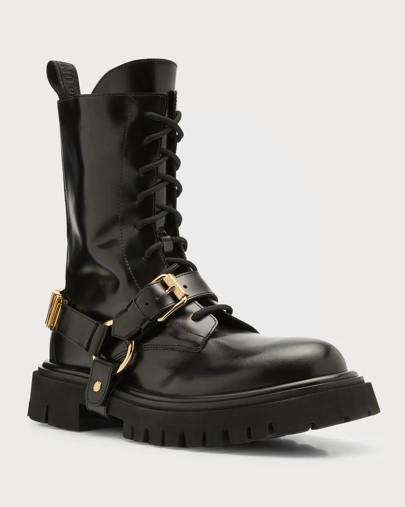 商品Moschino|Men's Lug Sole Leather Combat Boots,价格¥8563,第3张图片详细描述