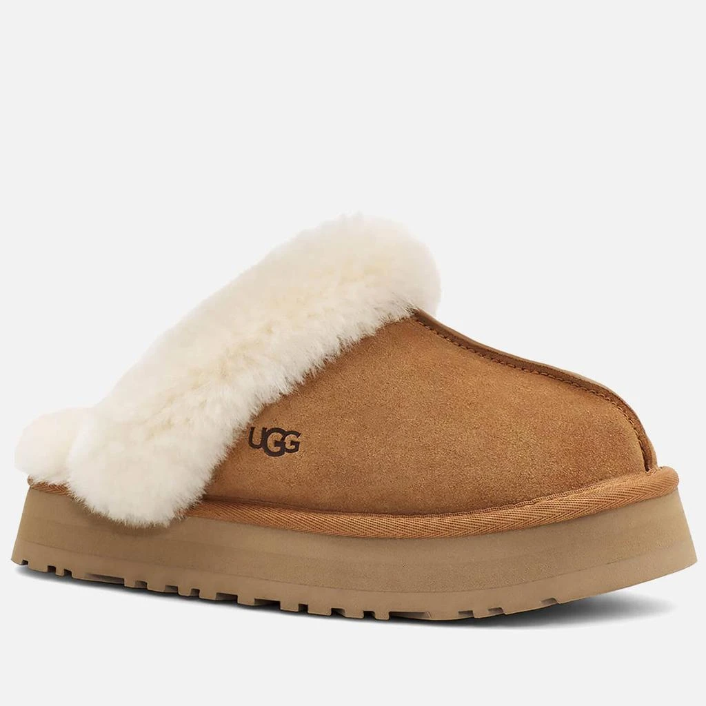 商品UGG|UGG Women's Disquette Suede/Sheepskin Slippers - Chestnut,价格¥900,第2张图片详细描述