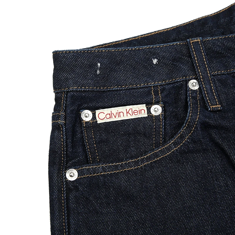 Calvin Klein/CK 女士深蓝色门襟扣洞款牛仔直筒裤  商品