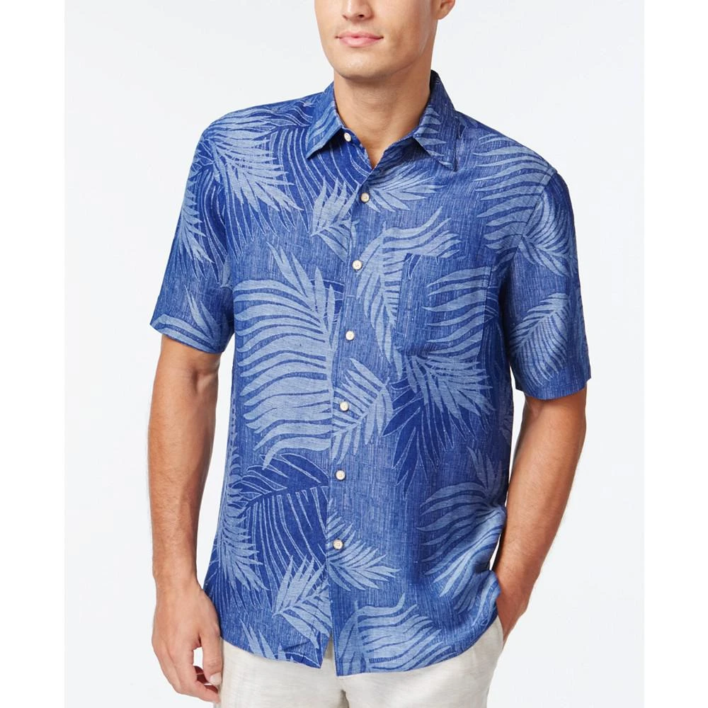 商品Tasso Elba|Tropical Print Silk Linen Blend Short-Sleeve Shirt, Created for Macy's,价格¥412,第1张图片