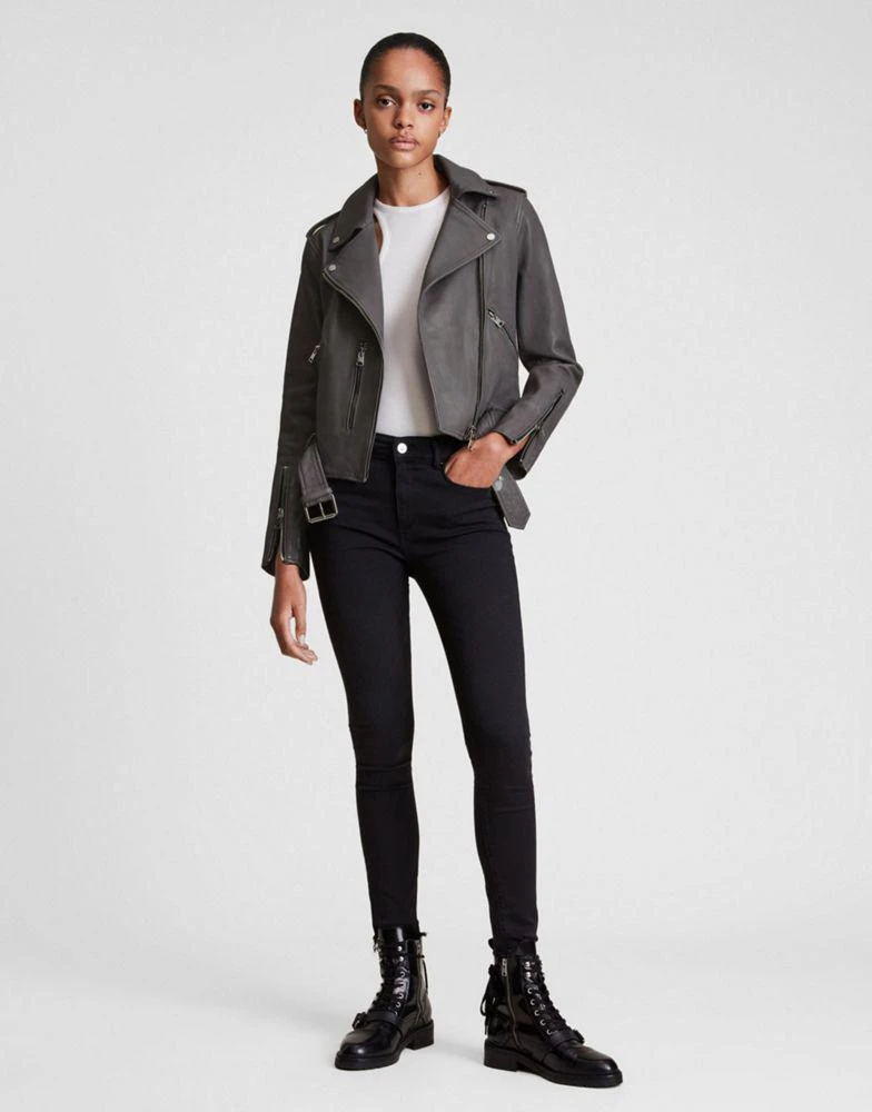 商品ALL SAINTS|AllSaints Balfern leather biker jacket in grey,价格¥2446,第3张图片详细描述