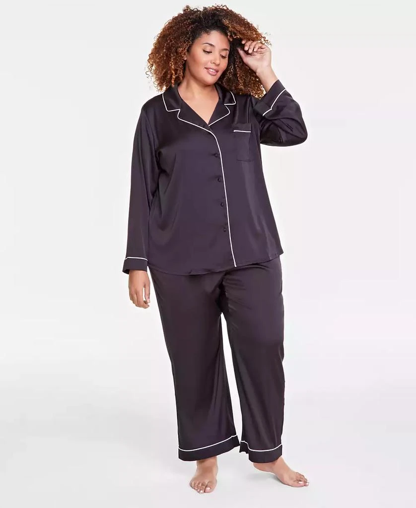 商品INC International|Plus Size Satin Pajama Set, Created for Macy's,价格¥262,第1张图片