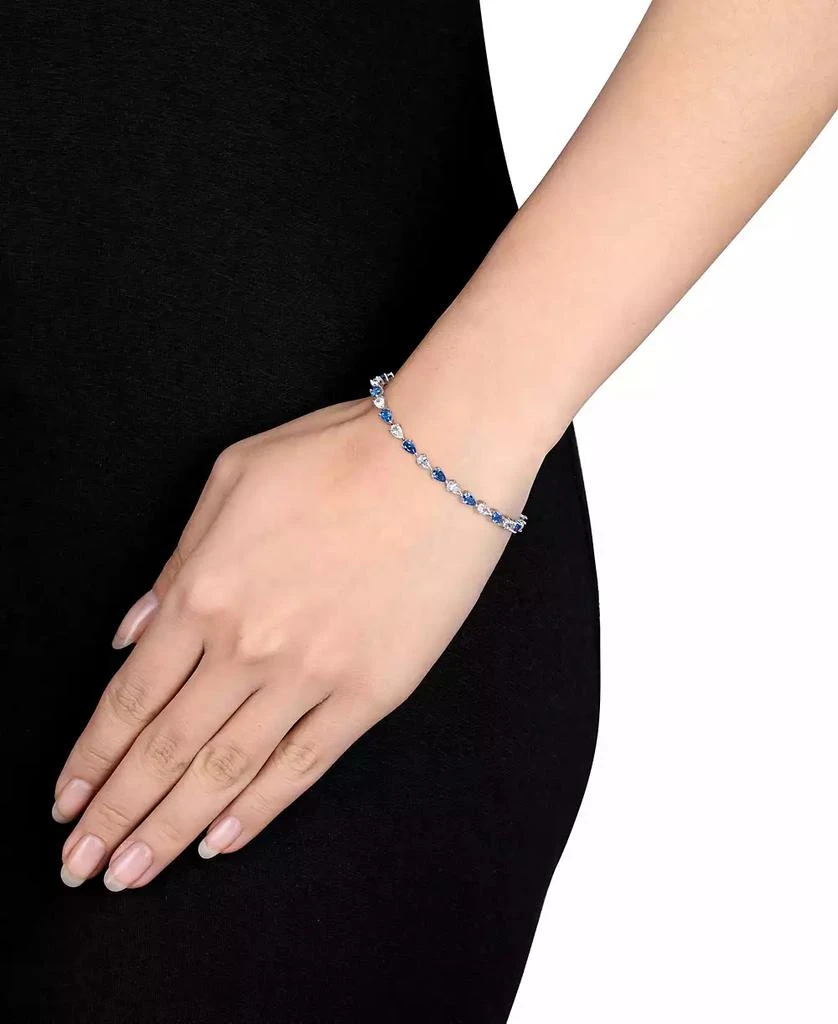 商品Macy's|Lab-Grown Blue Sapphire (5-1/4 ct. t.w.) & Lab-Grown White Sapphire (5-1/4 ct. t.w.) Link Bracelet in Sterling Silver,价格¥650,第2张图片详细描述