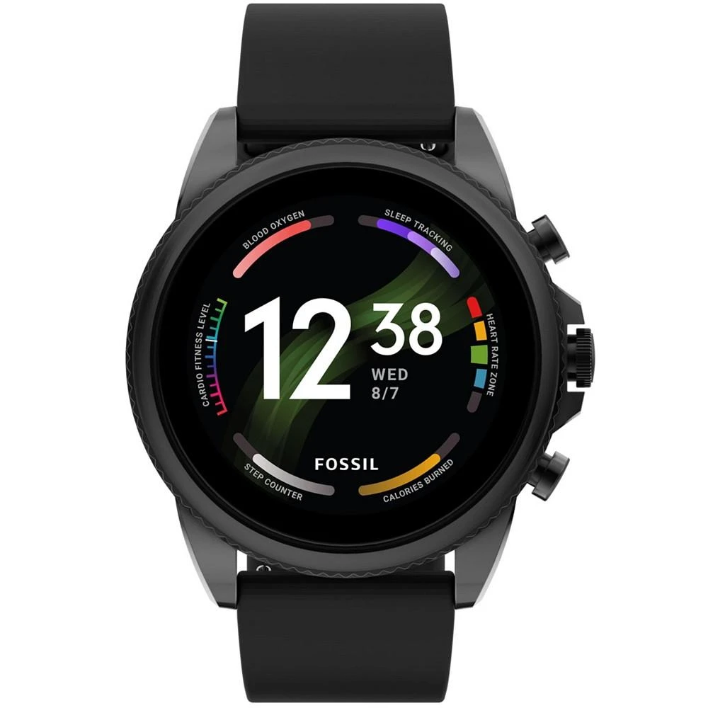 商品Fossil|Men's Gen 6 Black Silicone Strap Smartwatch 44mm,价格¥2235,第1张图片