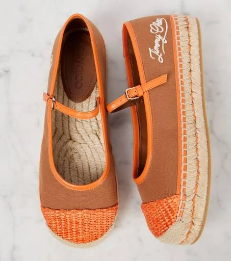 商品Jimmy Choo|Aciel皮革边饰帆布草编鞋,价格¥6575,第5张图片详细描述