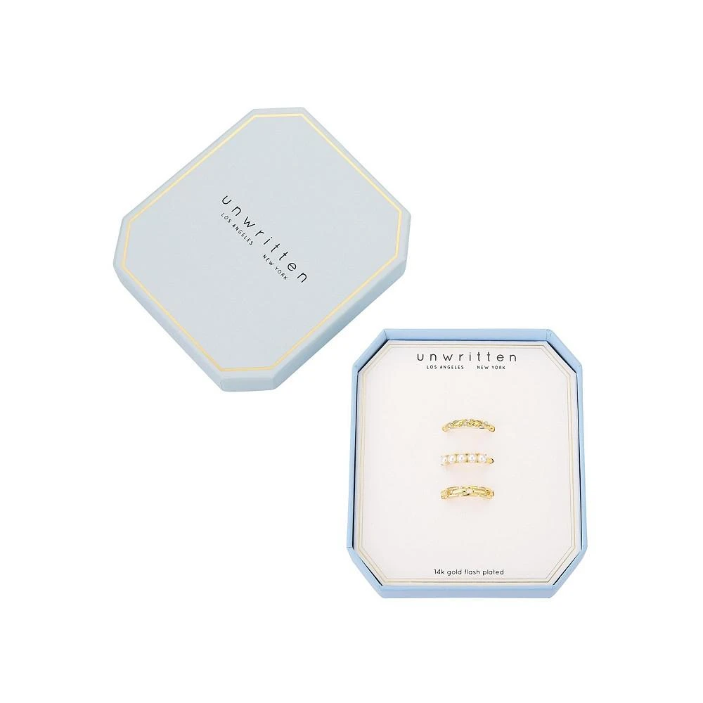 商品Unwritten|Women's Twist Faux Opal, Imitation Pearl and Chain Link Ring 3-Piece Set,价格¥112,第2张图片详细描述