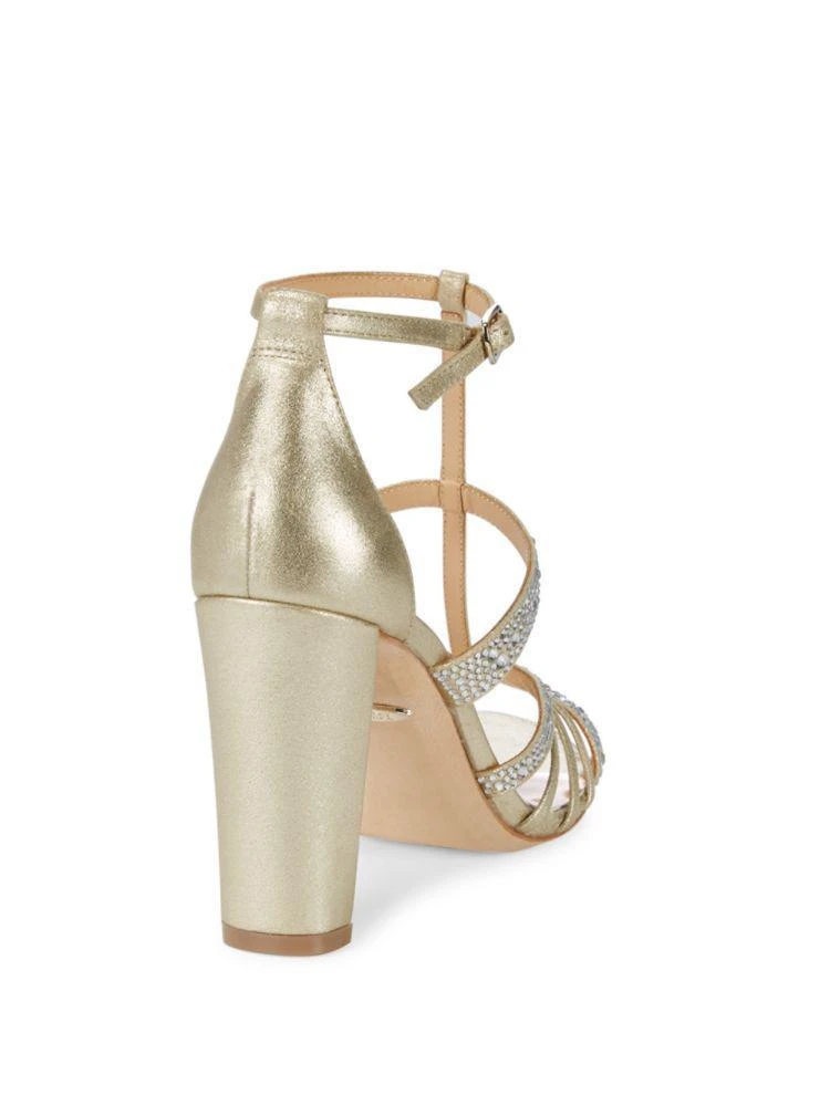 商品Badgley Mischka|Hewitt Embellished Leather T-Strap Sandals,价格¥789,第2张图片详细描述