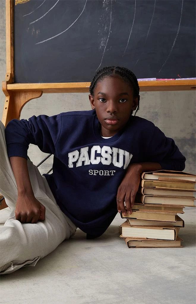 商品PacSun Kids|Navy Sport Crew Neck Sweatshirt,价格¥68,第1张图片