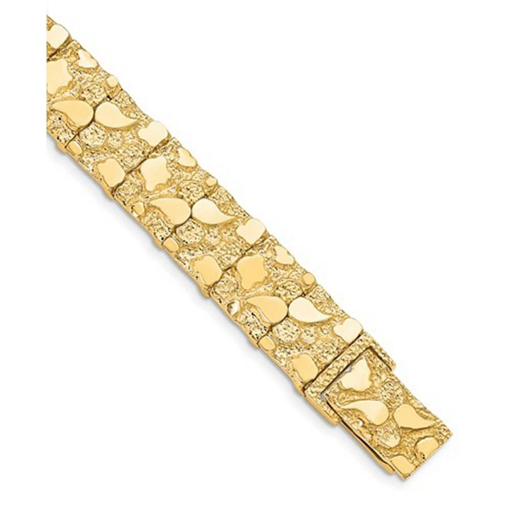 商品Macy's|Nugget Textured Link Bracelet in 10k Gold,价格¥44635,第2张图片详细描述