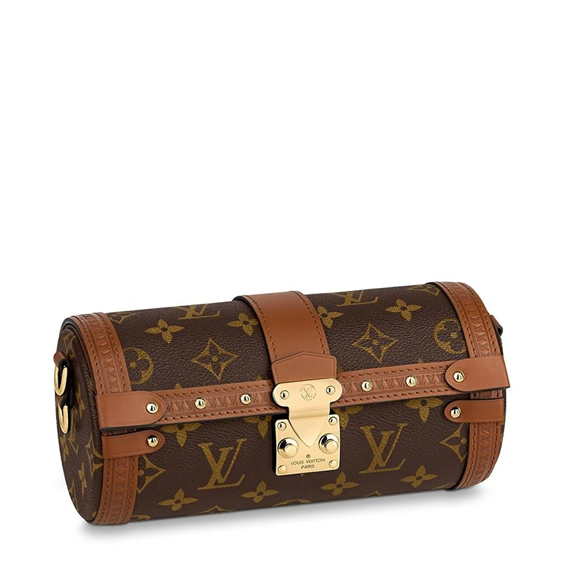 商品Louis Vuitton|【预售十天】路易威登 经典款PAPILLON TRUNK系列 女士老花帆布配棕色系皮革金扣金链配可拆卸肩带单肩斜跨链条圆筒包M57835,价格¥21969,第1张图片