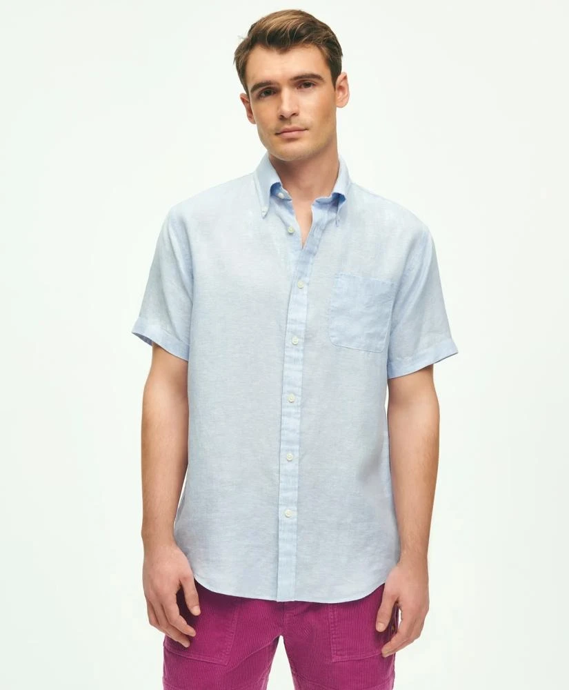 商品Brooks Brothers|Irish Linen Short-Sleeve Sport Shirt,价格¥955,第1张图片