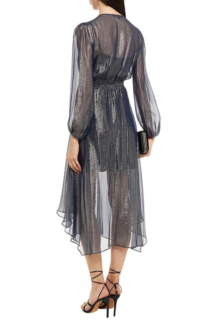商品Maje|Ruit wrap-effect metallic silk-blend chiffon midi dress,价格¥1777,第1张图片