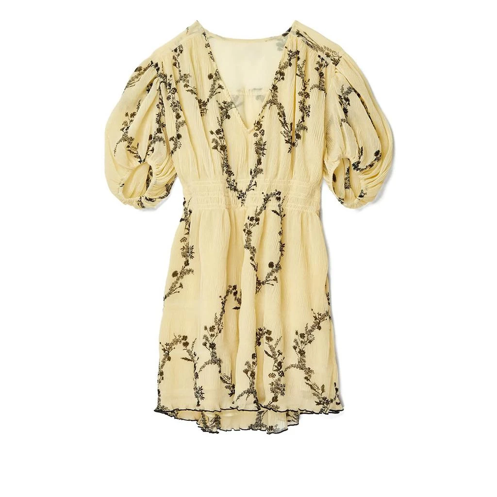商品Ganni|Pleated Georgette V-Neck Smock Mini Dress,价格¥737,第1张图片