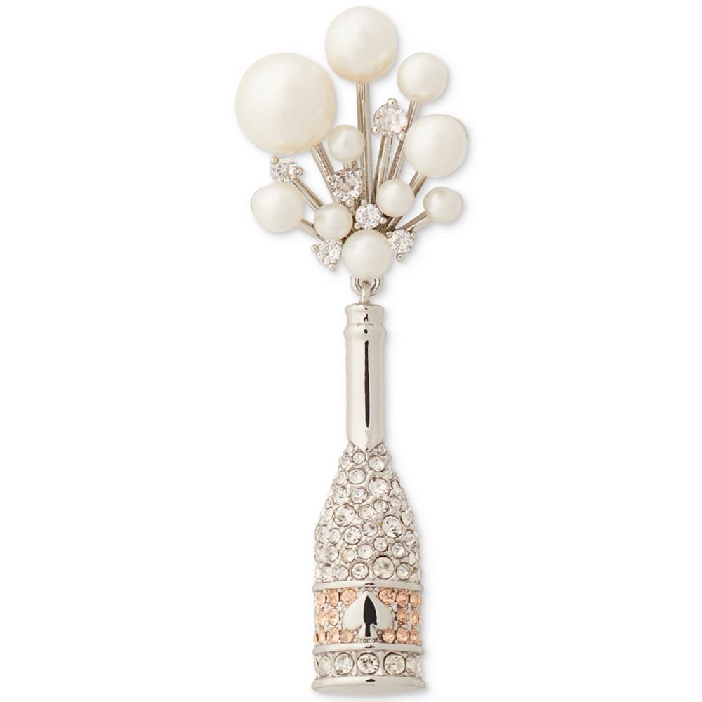 Silver-Tone Cheers to That Imitation Pearl Champagne Drop Earrings商品第3张图片规格展示