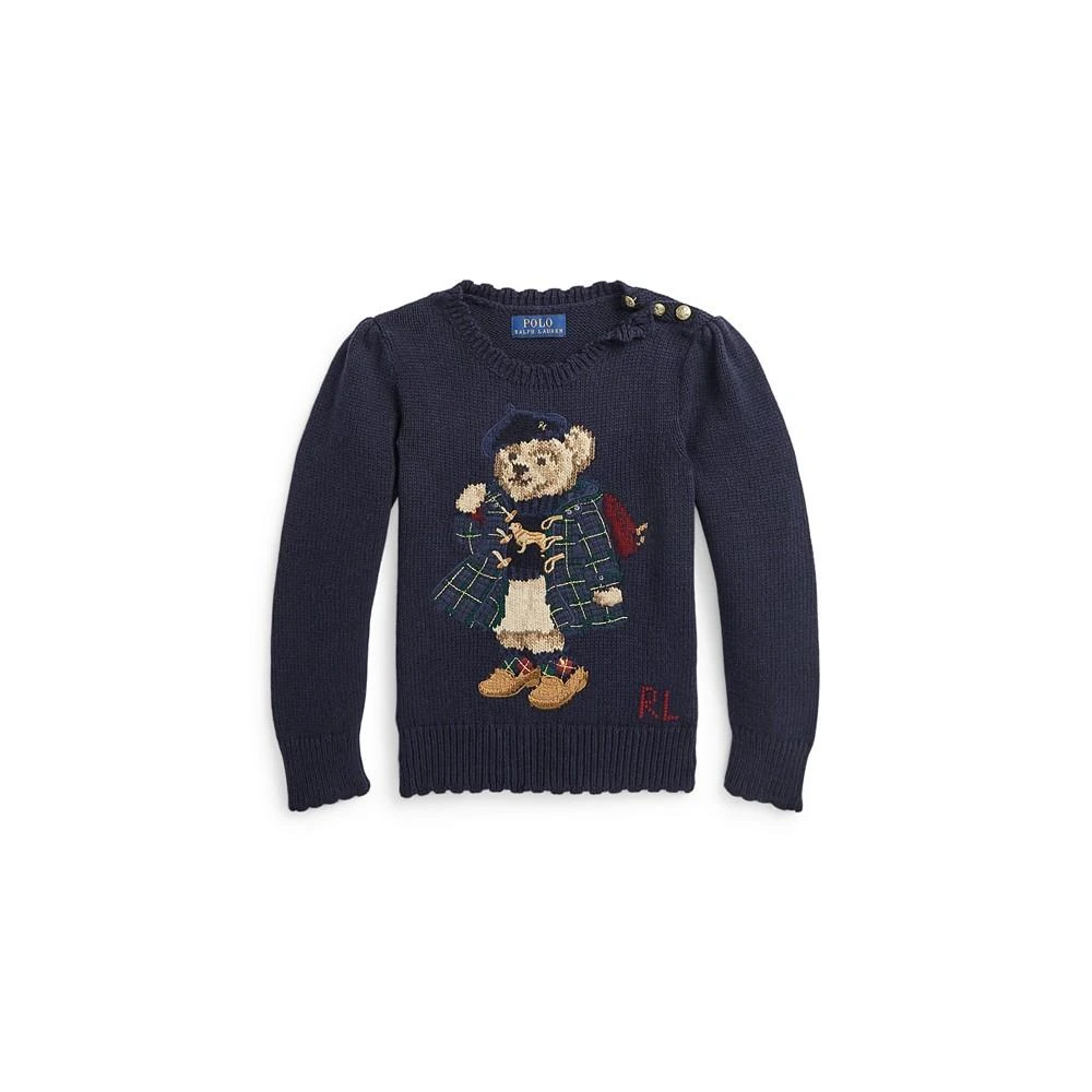 商品Ralph Lauren|Toddler and Little Girls Polo Bear Cotton Sweater,价格¥530,第1张图片
