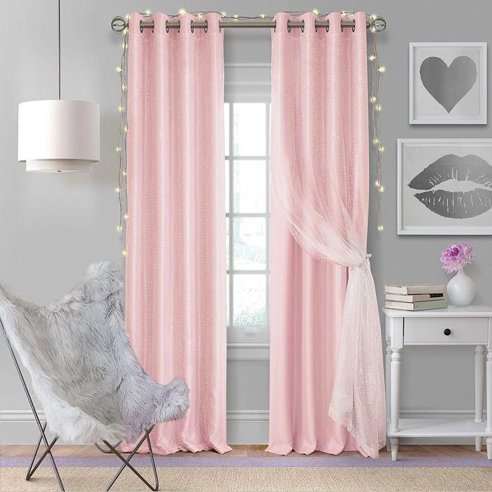 商品Elrene Home Fashions|Aurora Kids Room Darkening Layered Sheer Curtain Panel, 52" x 108",价格¥494,第2张图片详细描述
