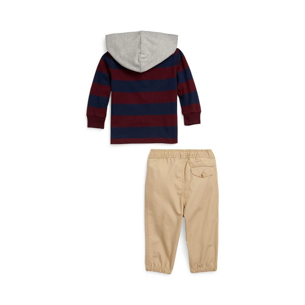 商品Ralph Lauren|Baby Boys Cotton Hooded Rugby Shirt and Pants Set,价格¥564,第2张图片详细描述