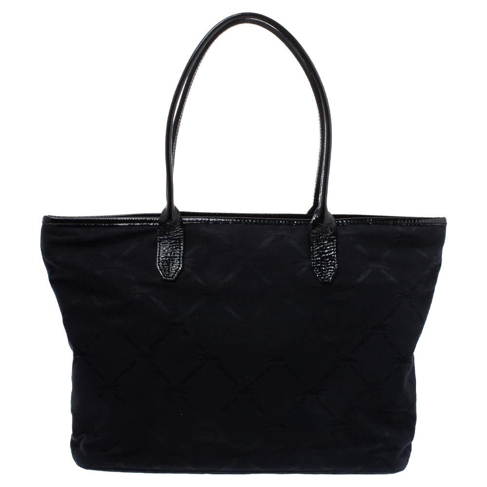 Longchamp Black Logo Embossed Canvas Tote商品第4张图片规格展示