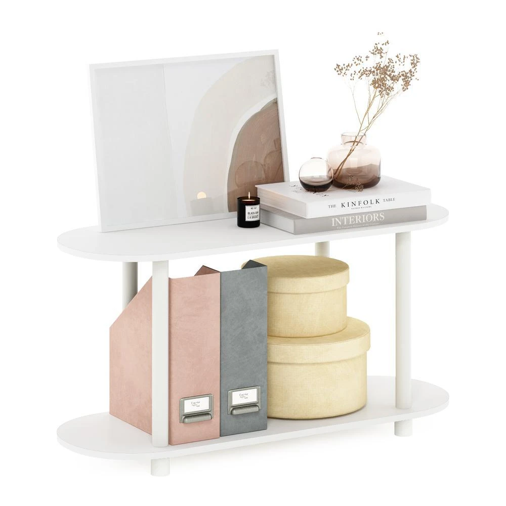 商品Furinno|Turn-N-Tube No Tools Modern Oval Side Table, White/Virgin White,价格¥681,第4张图片详细描述