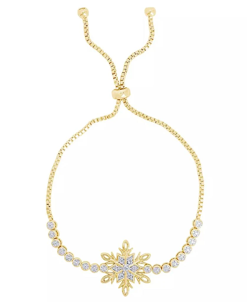 商品Macy's|14K Gold Plated Diamond Accent Snowflake Adjustable Bracelet,价格¥268,第1张图片