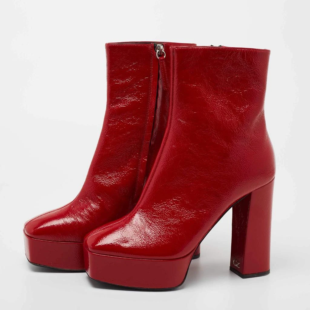商品[二手商品] Giuseppe Zanotti|Giuseppe Zanotti Red Leather Morgana Square Toe Ankle Boots Size 39,价格¥2959,第2张图片详细描述