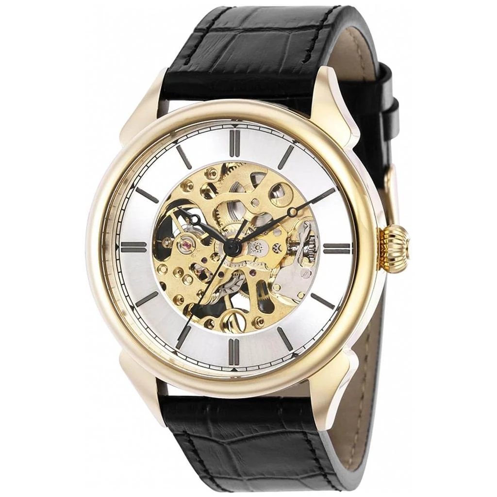 商品Invicta|Invicta Men's Mechanical Watch - Vintage Yellow Gold Case Black Leather Strap | 38172,价格¥412,第1张图片