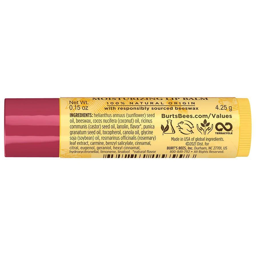 商品Burt's Bees|100% Natural Origin Moisturizing Lip Balm Pomegranate with Beeswax and Fruit Extracts, Pomegranate Oil,价格¥30,第3张图片详细描述