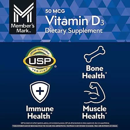 商品Member's Mark|Member's Mark Vitamin D3, 50 mcg, 400 ct.,价格¥59,第5张图片详细描述