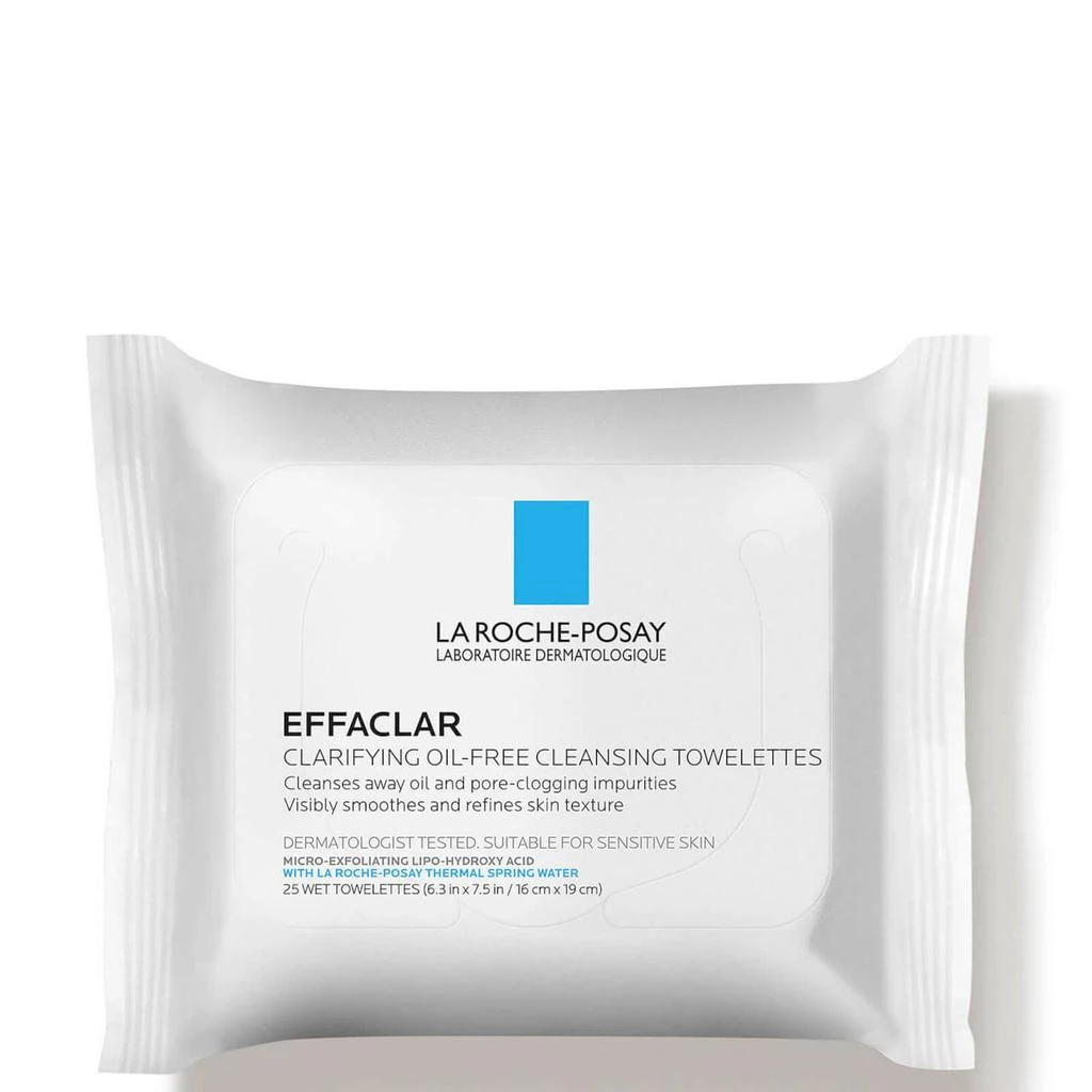 商品La Roche Posay|La Roche-Posay Effaclar Clarifying Oil-Free Cleansing Towelettes Facial Wipes, 25 Count,价格¥56,第1张图片