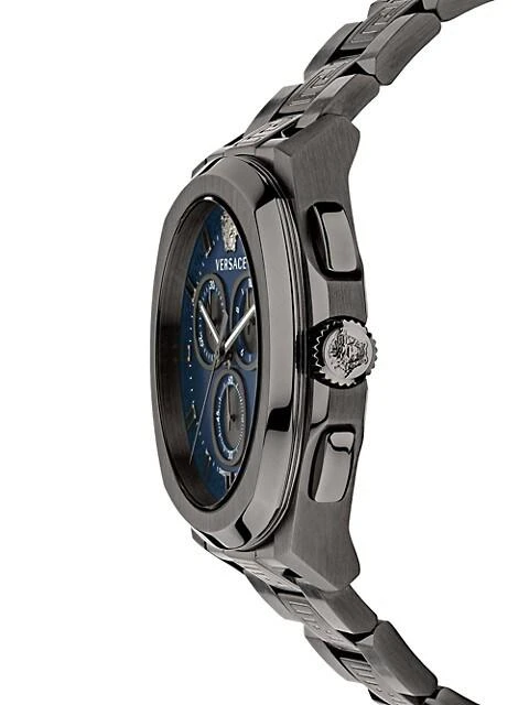 商品Versace|Versace Geo Chrono IP Gunmetal Chronograph Bracelet Watch,价格¥7010,第2张图片详细描述