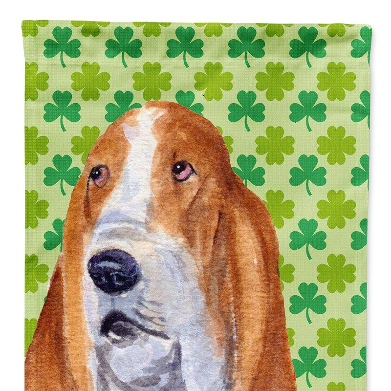 商品Caroline's Treasures|11" x 15 1/2" Polyester Basset Hound St. Patrick's Day Shamrock Portrait Garden Flag 2-Sided 2-Ply,价格¥137,第1张图片