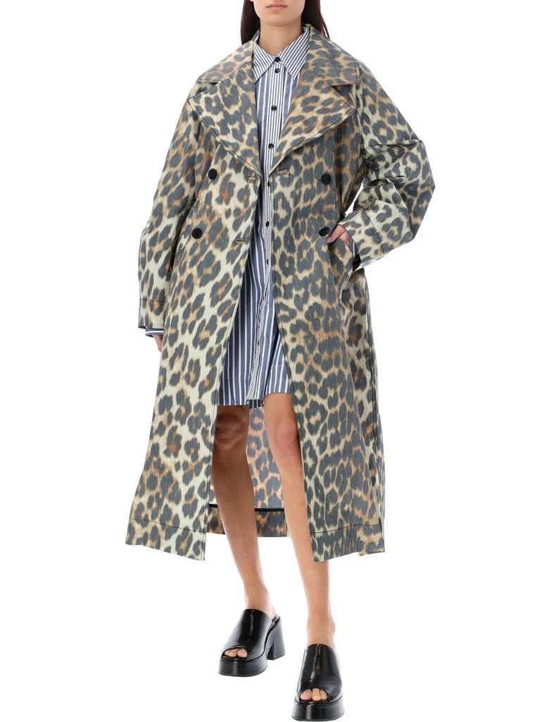 商品Ganni|Ganni Leopard Trench,价格¥3211,第4张图片详细描述