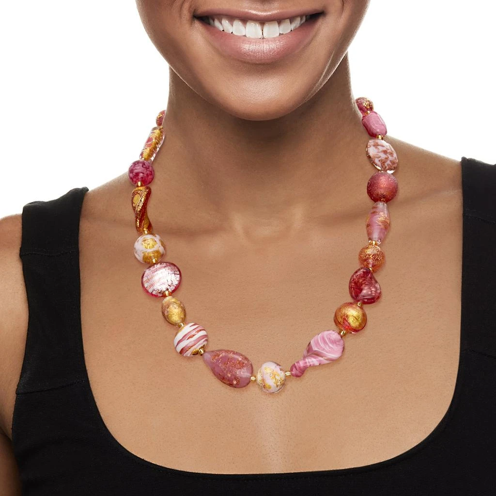 商品Ross-Simons|Ross-Simons Italian Pink and Gold Murano Glass Bead Necklace in 18kt Gold Over Sterling,价格¥1409,第2张图片详细描述