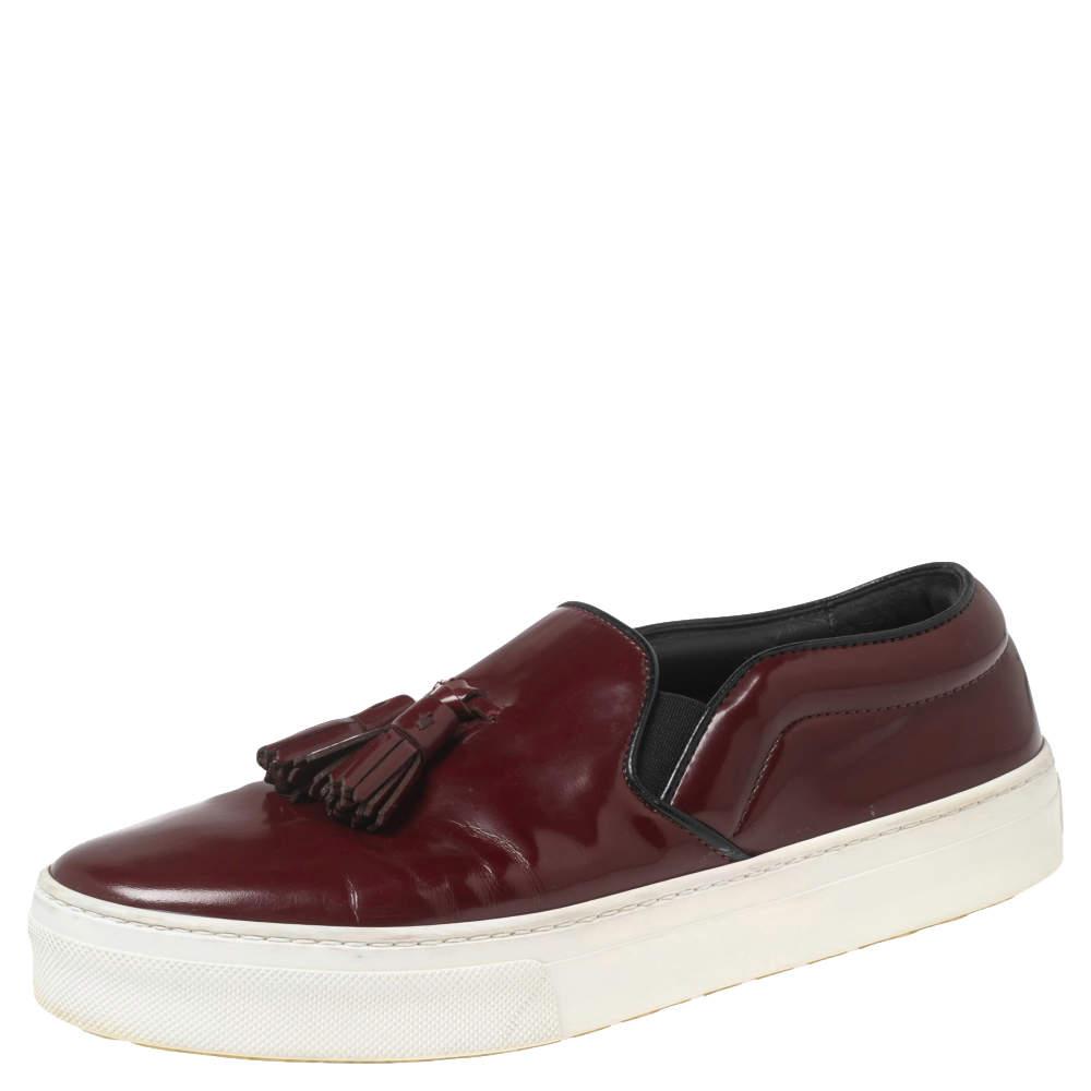 Celine Burgundy Leather Tassel Slip On Sneakers Size 37.5商品第1张图片规格展示