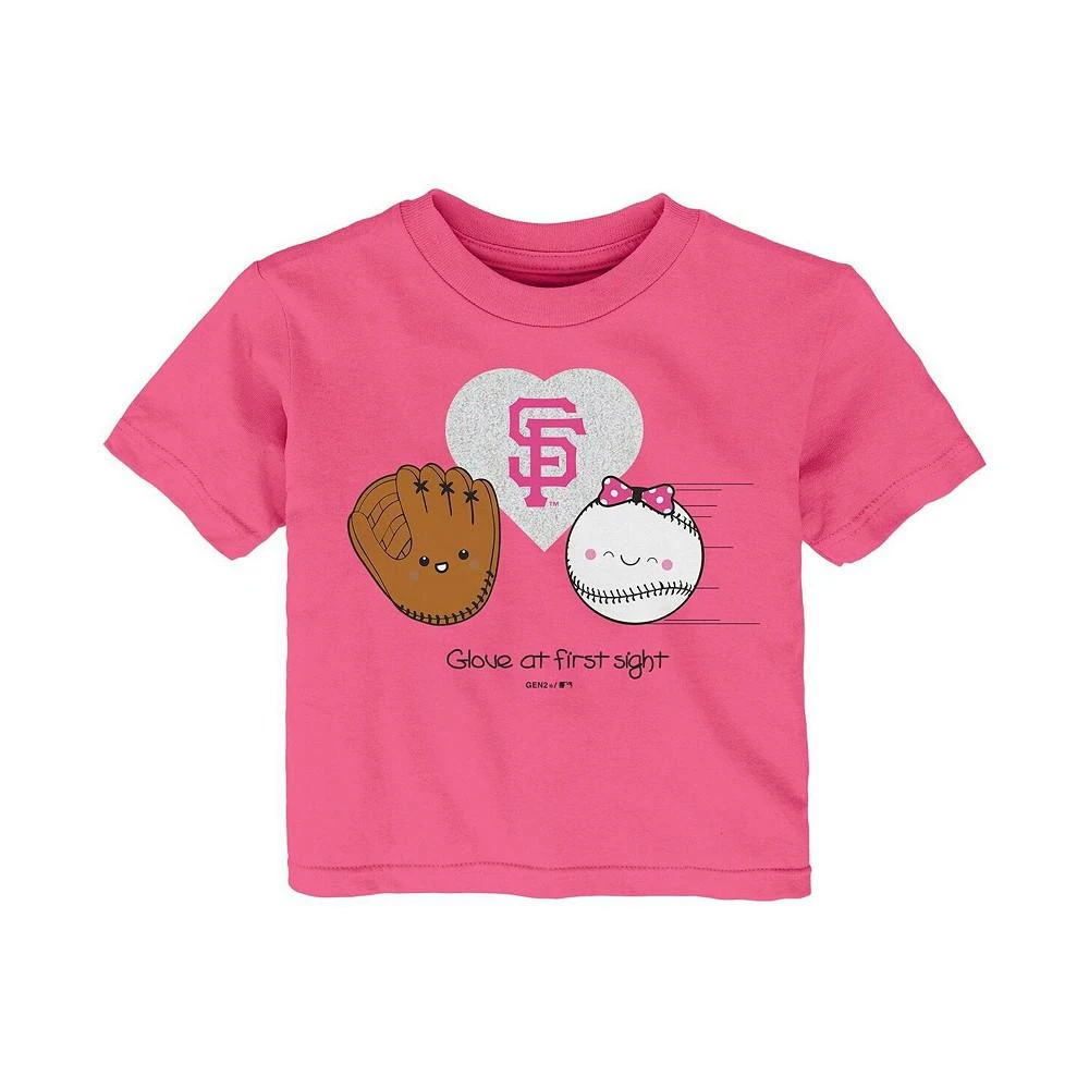 商品Outerstuff|Infant Girls Pink San Francisco Giants I Glove You T-shirt,价格¥120,第1张图片