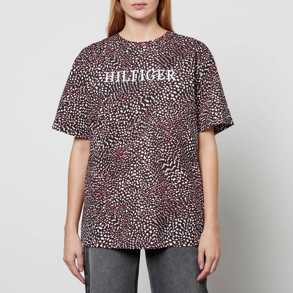 Tommy Hilfiger Women's Relaxed Aop Crewneck T-Shirt - Feather Prt/Red White Black商品第1张图片规格展示