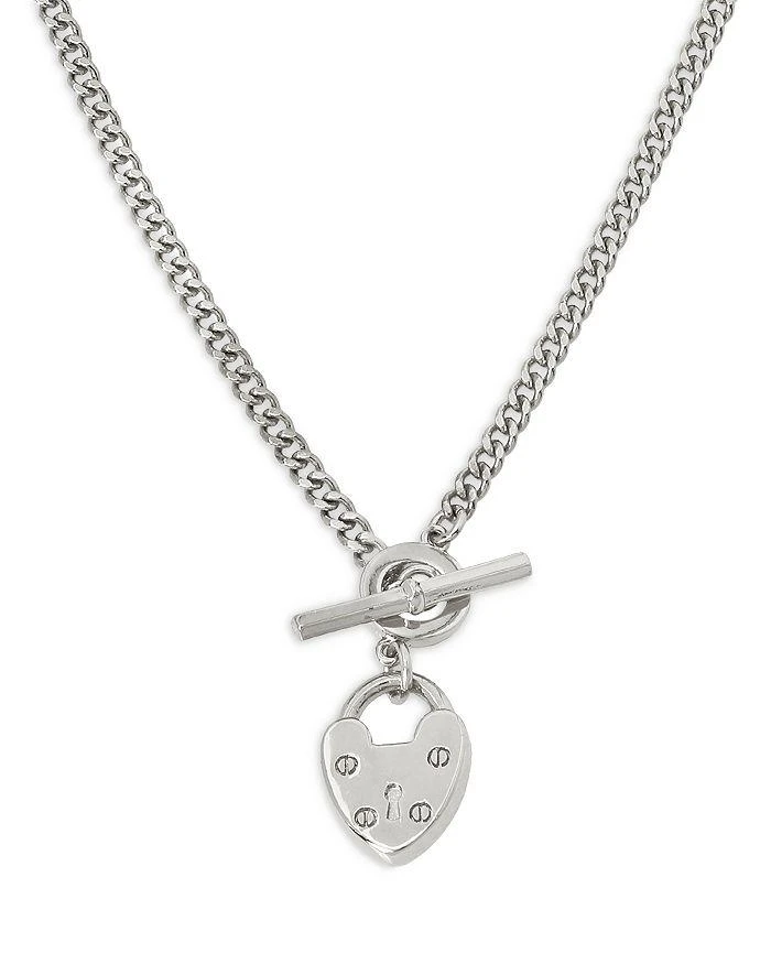 商品ALL SAINTS|Heart Lock Pendant Curb Chain Necklace, 18",价格¥367,第3张图片详细描述