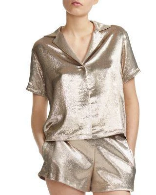 商品Maje|Cilur Lapeled Metallic Shirt,价格¥1009,第1张图片