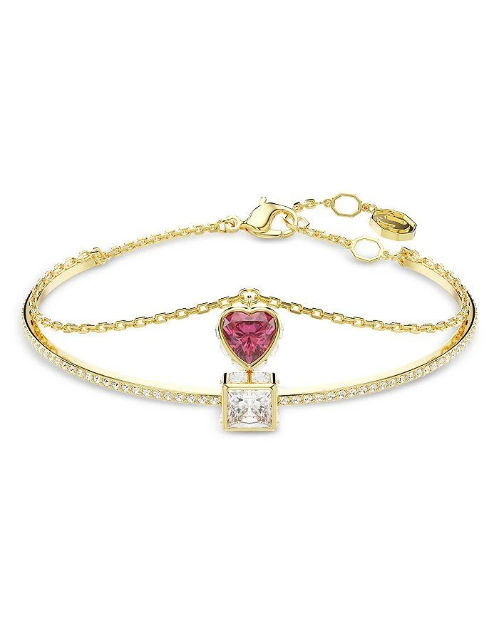 商品Swarovski|Chroma Crystal Square & Heart Charm Layered Bangle Bracelet,价格¥1122,第1张图片详细描述