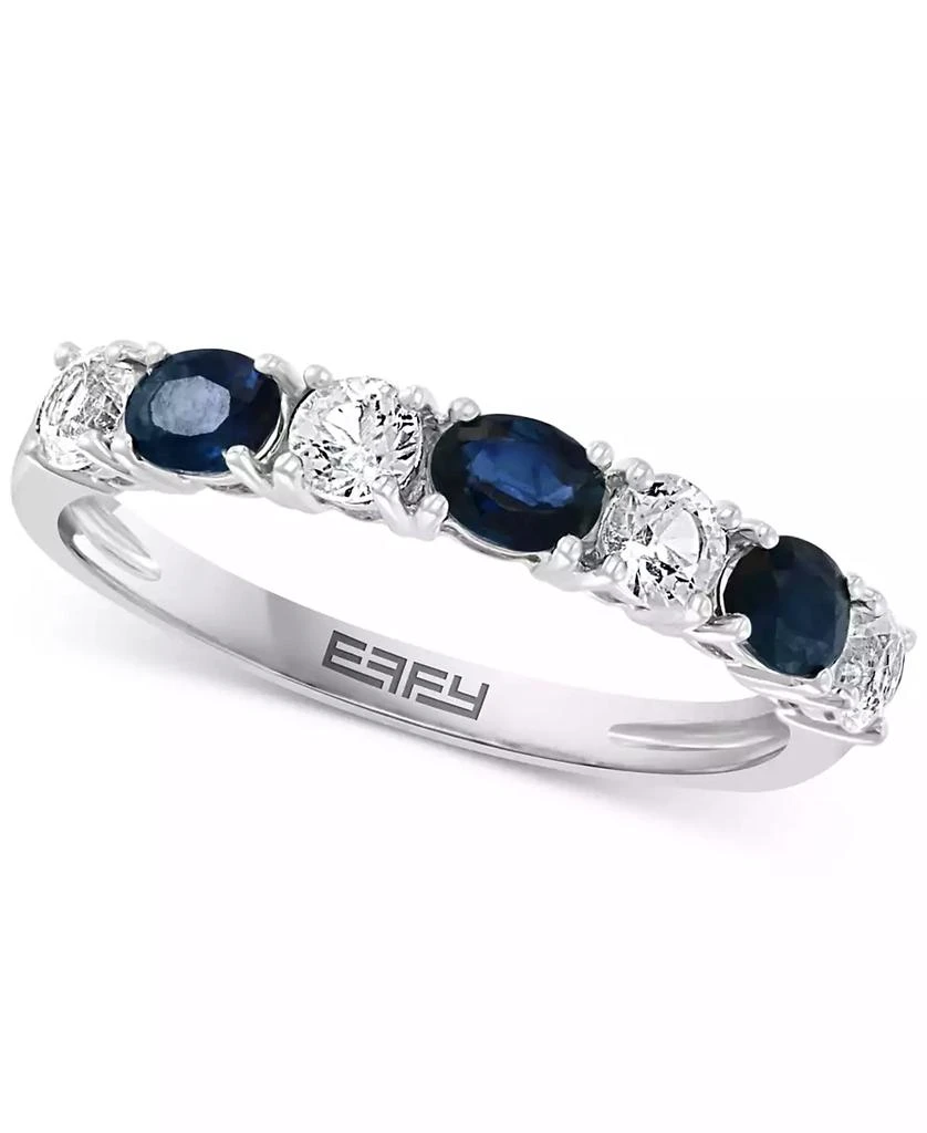 商品Effy|EFFY® Blue & White Sapphire (1-1/10 ct. t.w.) Band in 14k White Gold. (Also available in Emerald and Ruby),价格¥11615,第1张图片