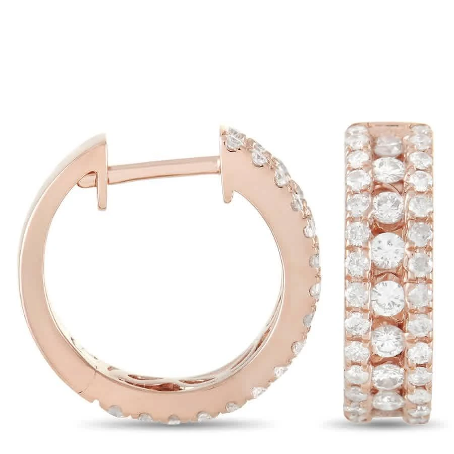 商品LB Exclusive|14K Rose Gold 1.00 ct Diamond Hoop Earrings,价格¥8540,第2张图片详细描述