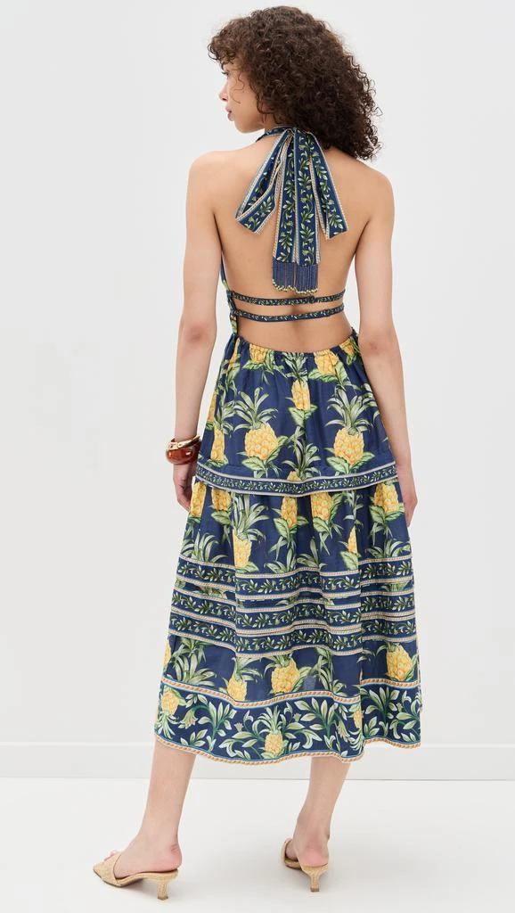 商品Farm Rio|Delicate Pineapple Navy Blue Midi Dress,价格¥1099,第2张图片详细描述