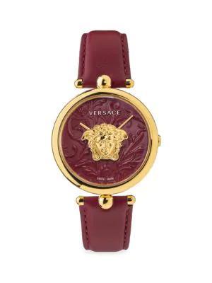 商品Versace|39MM Medusa Goldtone Stainless Steel & Leather Strap Watch,价格¥5144,第1张图片