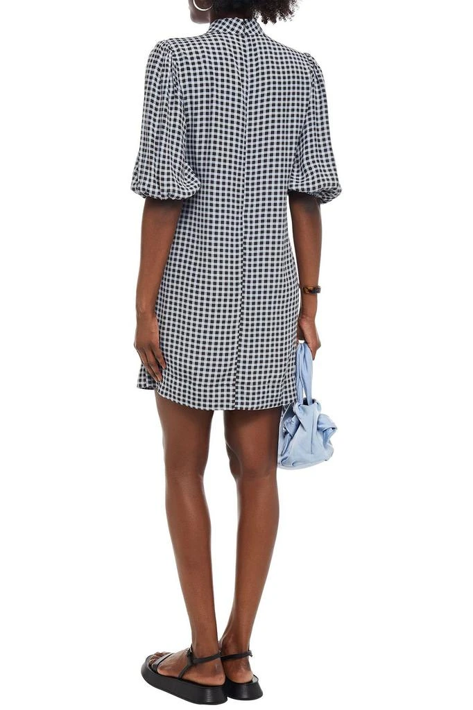 商品Ganni|Gathered gingham crepe mini dress,价格¥357,第3张图片详细描述