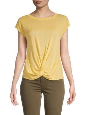 商品Tahari|Twist-Hem Crewneck Top,价格¥90,第1张图片