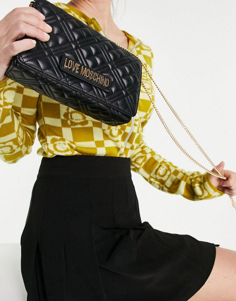 Love Moschino quilted crossbody bag in black商品第4张图片规格展示