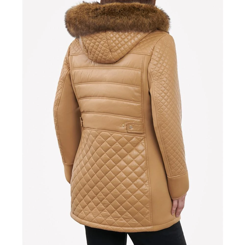 商品Michael Kors|Women's Plus Size Faux-Fur-Trim Hooded Quilted Coat,价格¥1102,第2张图片详细描述