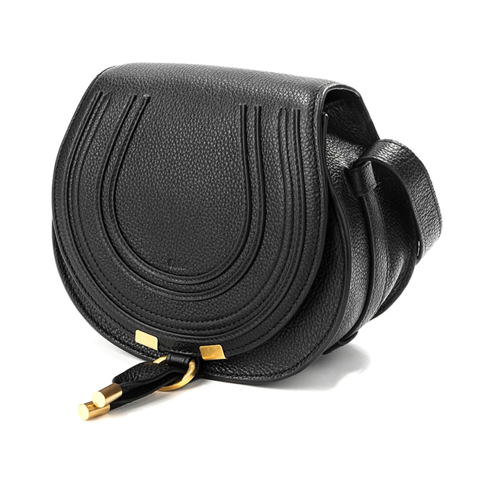 CHLOE' 女士黑色迷你皮革马鞍包 C21AS680-F01-001 商品